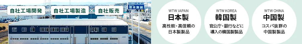 高性能・高品質の日本製、高性能・官公庁・銀行に導入の韓国製・コストパフォーマンス抜群の中国製 安心を売る 塚本無線