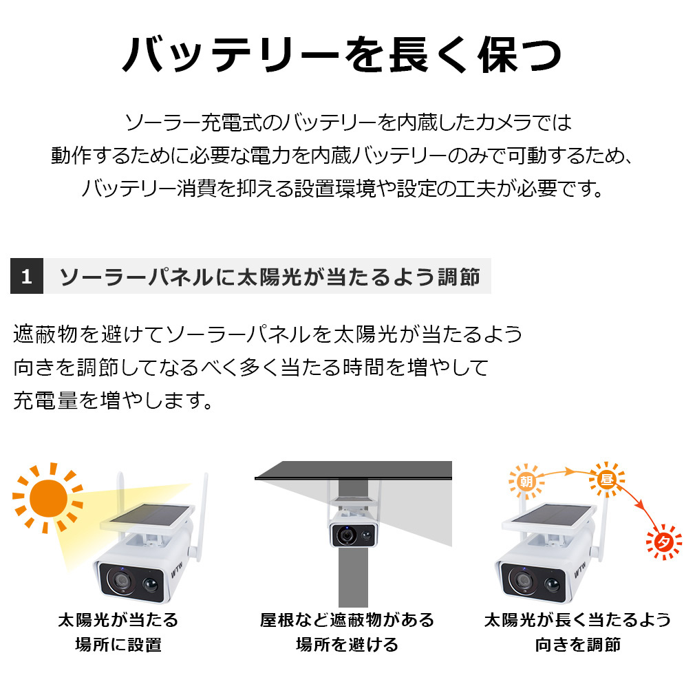 ソーラー防犯カメラ カメチョ丸 WIFI 屋外対応 WTW-IPWS1416(HW/HB